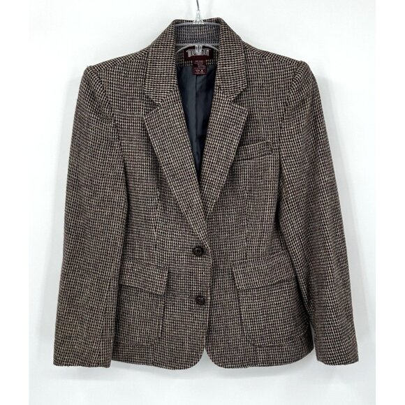 Womens Vintage 70s wool tweed Worthington brown plaid academia Blazer - Picture 2 of 8